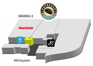 Karta till Espresso House, Mörby Centrum