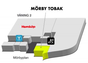 Karta till Mörby Tobak, Mörby Centrum